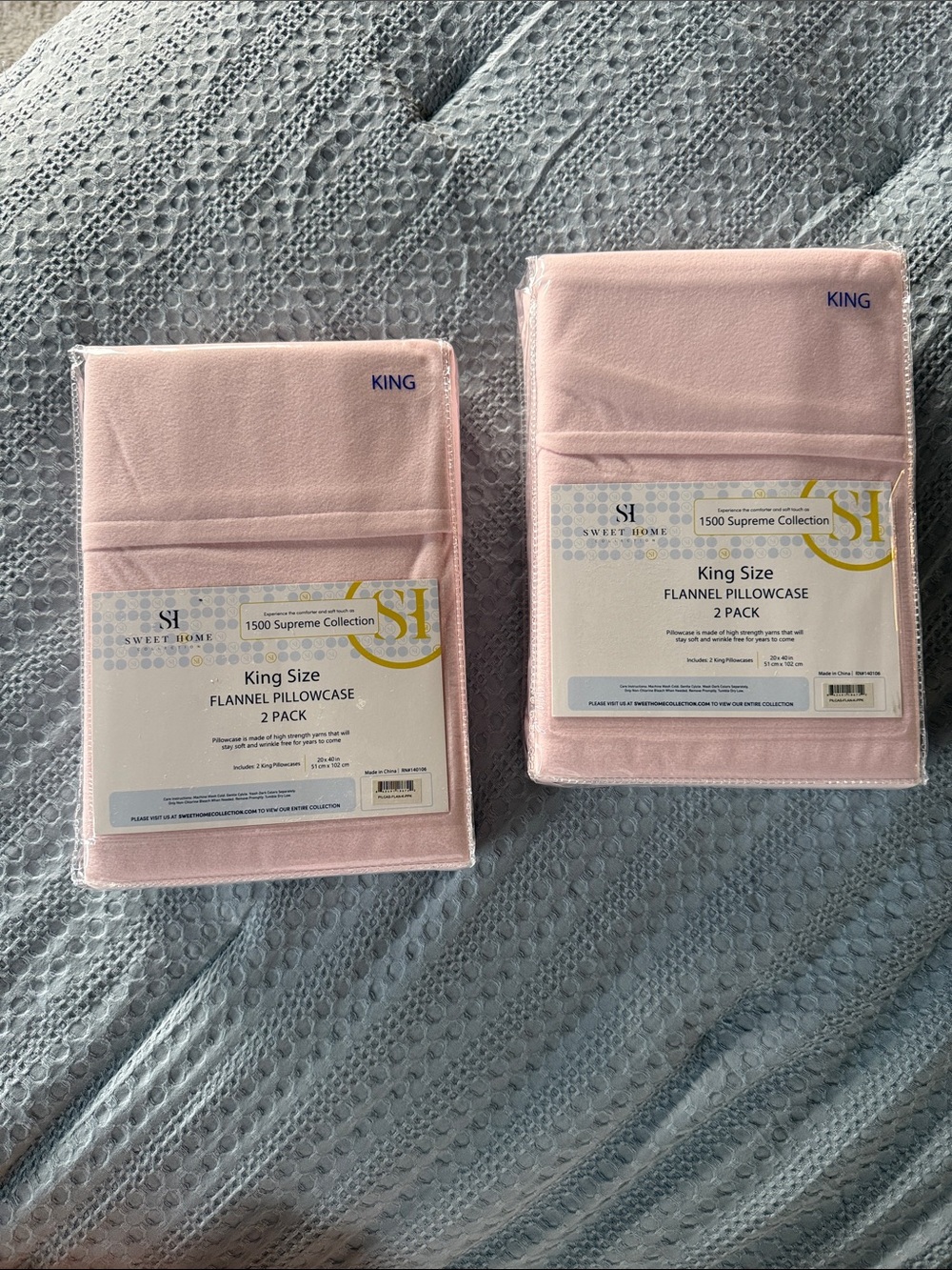 Sweet Home King Size Pink Flannel Pillowcase 2-Pack — Soft Pink